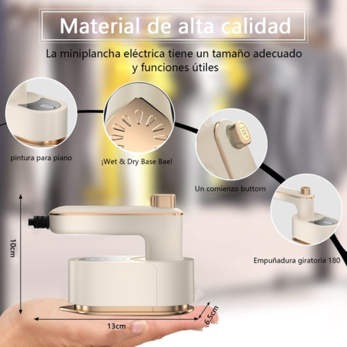 Mini Plancha Vapor De Mano Portátil Vapor De Viaje, blanca 