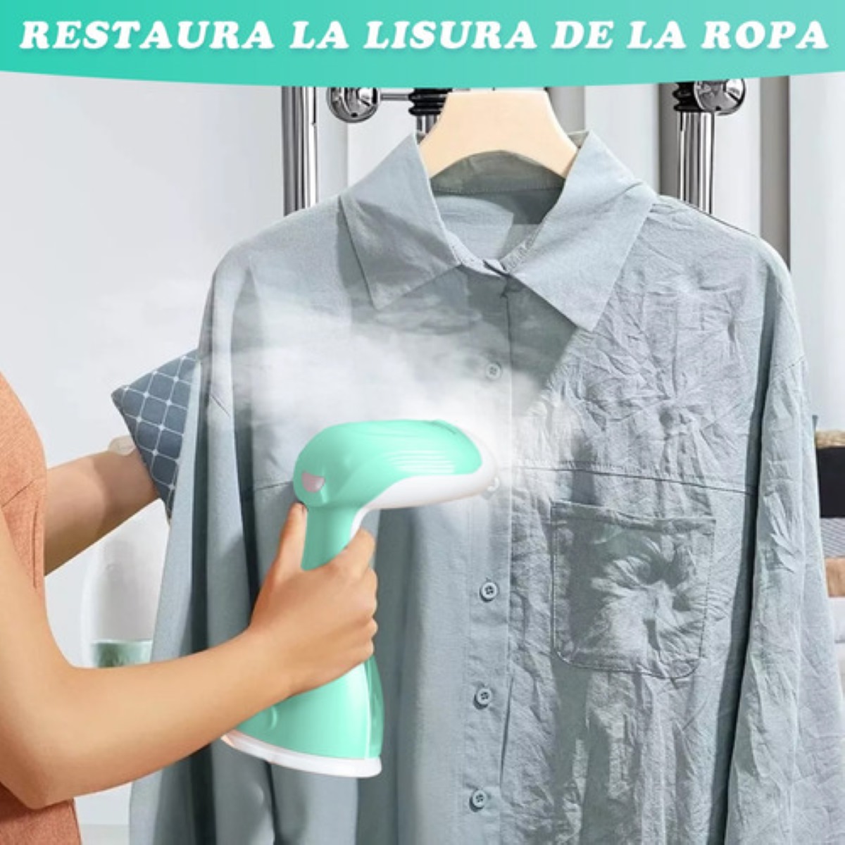 Plancha De Vapor Portatil De Mano Para Ropa De 1500w, verde blanco