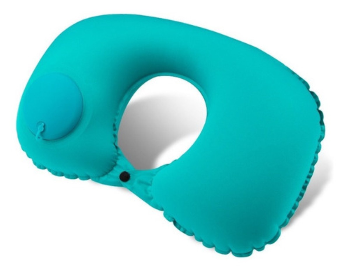 Almohada Para Viaje Cuello Inflable Tapones de Oidos Conjunto, Verde