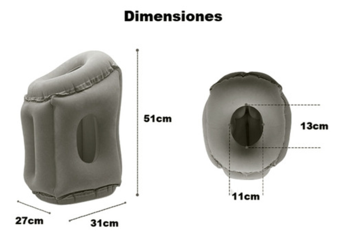 Almohada Inflable De Viaje Para Dormir Cojín Abrazar, Gris.