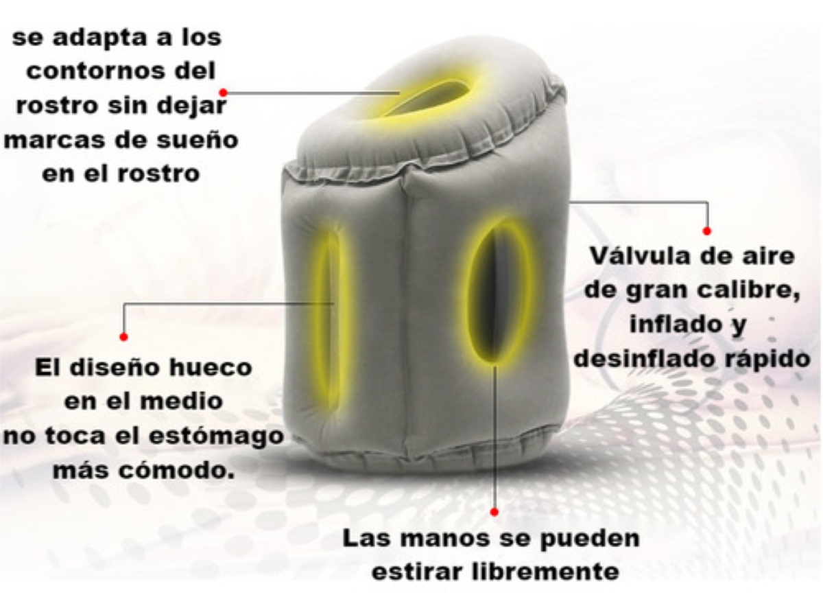 Almohada Inflable De Viaje Para Dormir Cojín Abrazar, Gris.
