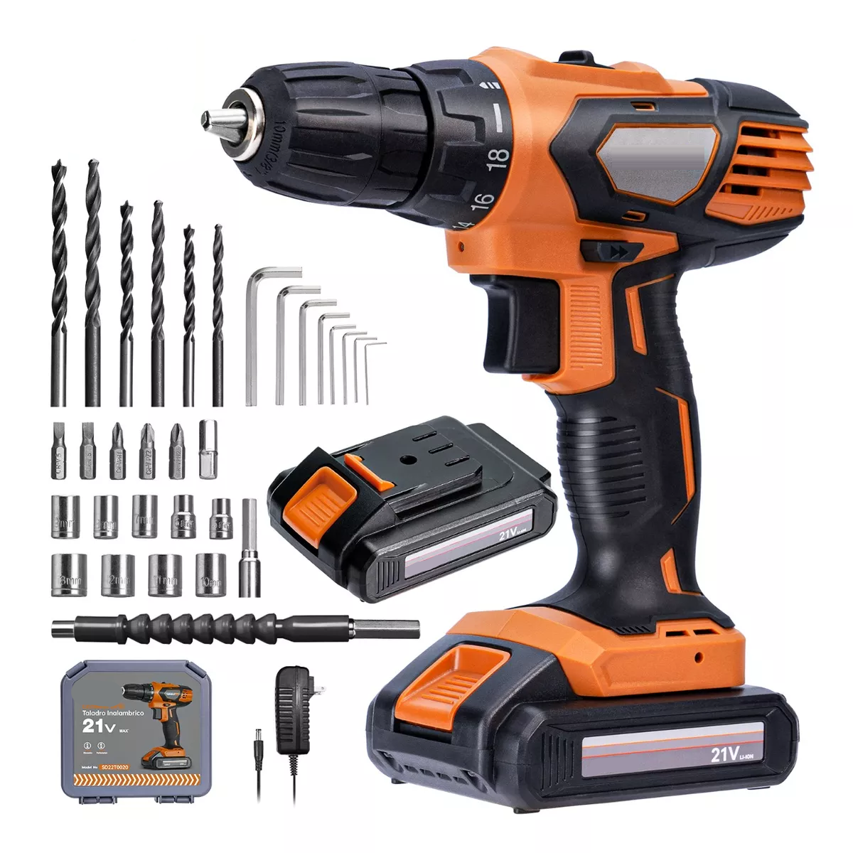 Kit Taladro Atornillador Eléctrico Inalámbrico 21v, 35 Piezas.