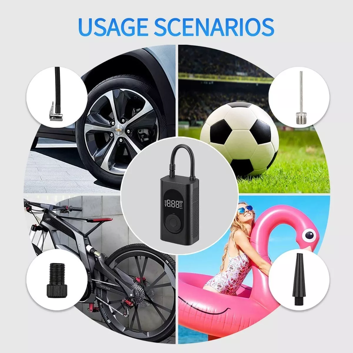 Bomba Aire Inflador Compresor Portatil Moto Auto Led Digital.