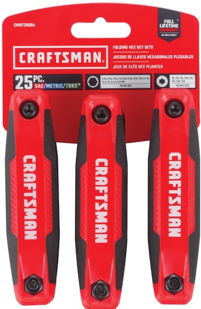JUEGO DE LLAVES ALLEN MM,SAE y TORX TIPO NAVAJA 25 PZAS CRAFTSMAN CMHT26004