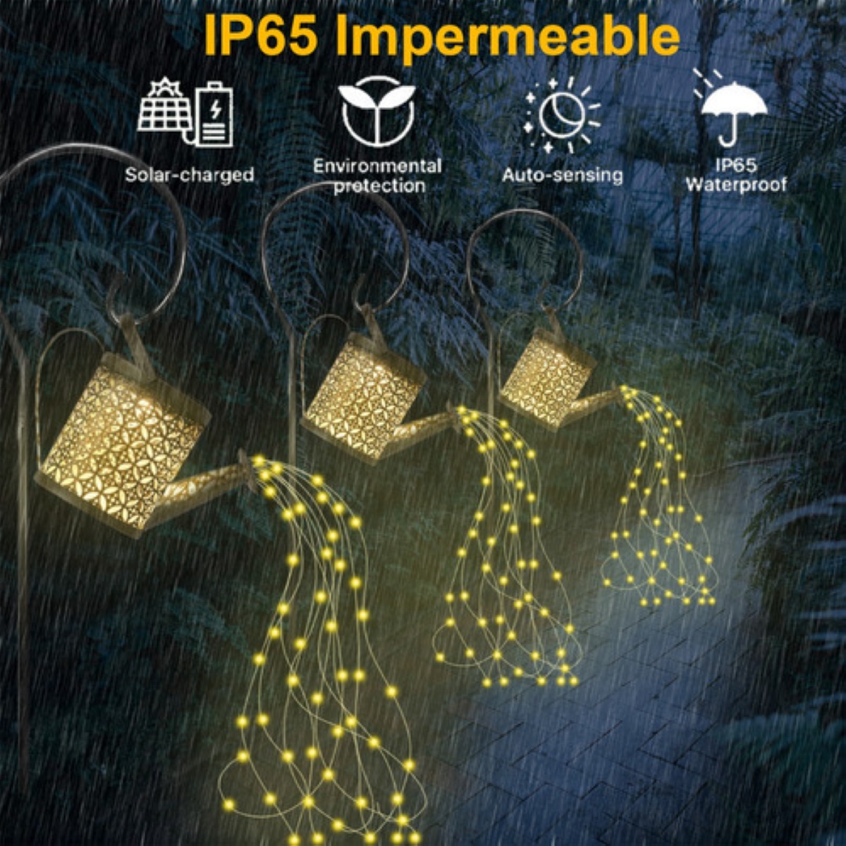 Lámpara Solar Decorativa Impermeable Para Jardín Exterior, amarillo