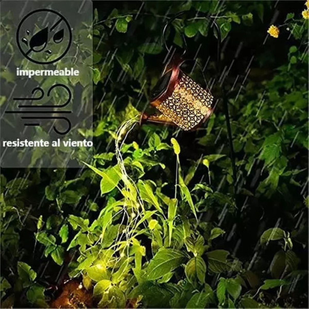 Lampara Luz Solar Led Kettle Luz Impermeable De Jardín Al Aire Libre, Dorado