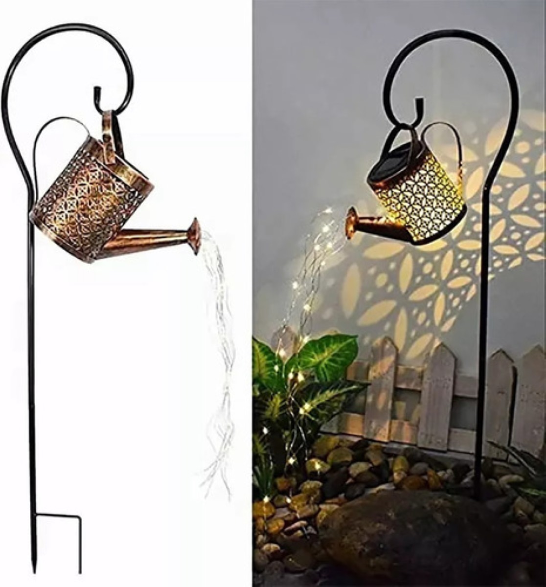 Lampara Luz Solar Led Kettle Luz Impermeable De Jardín Al Aire Libre, Dorado