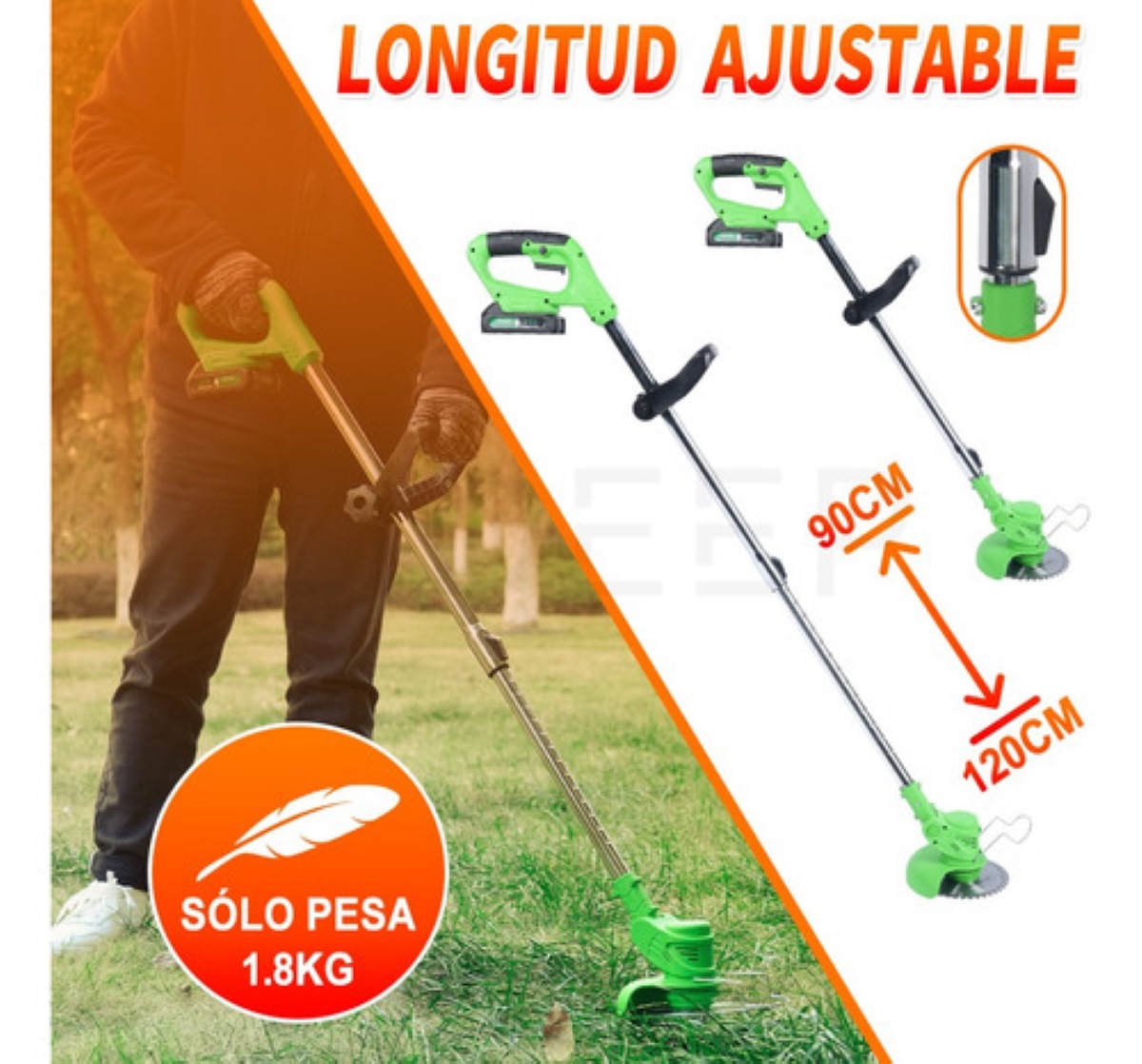 Podadoras Electrica Inalámbrica Desbrozadora Portátil Pasto Verde .