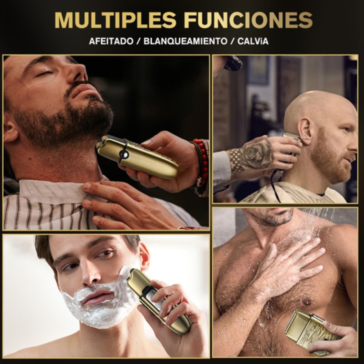 Rasuradora Eléctrica Barba Cortadora Afeitadora Dorada
