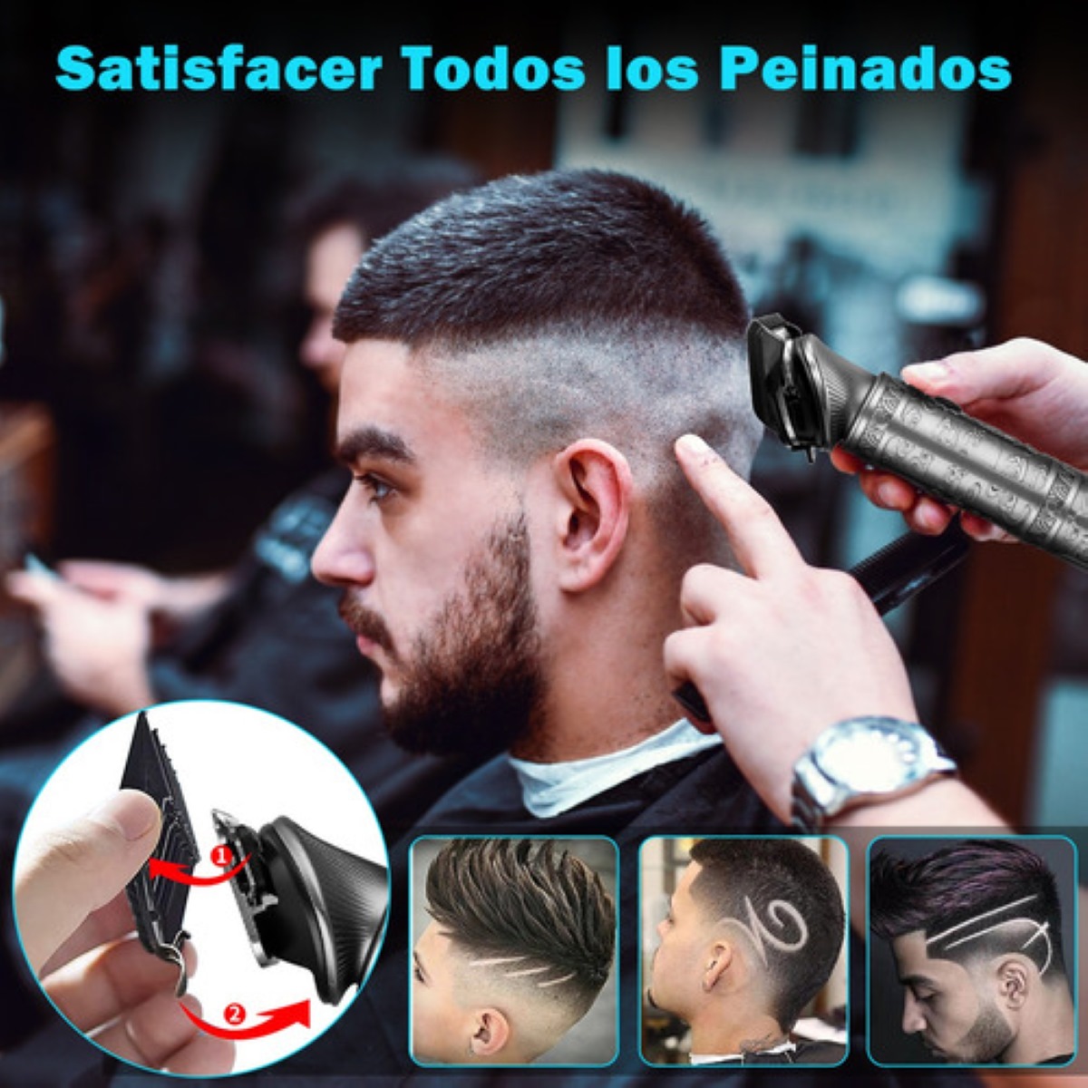 Rasuradora Máquina Cortar Cabello Kit De Cortadora plata negro