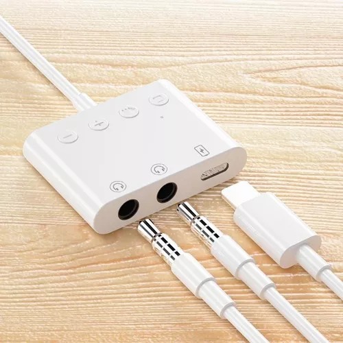 Adaptador De Carga Y Audio Compatible Con iPhone 9 Funciones.
