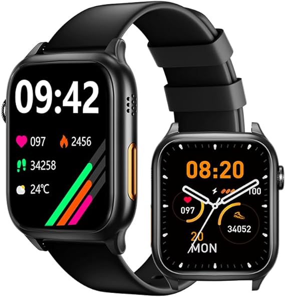 Smartwatch, 1.86‘Reloj Inteligente con Llamadas Bluetooth IP67 Impermeable Reloj Deportivo Pulsómetro Monitor de Oxígeno Sueño, Podómetro, DIY Esfera Reloj, Pulsera Actividad para Android iOS (Negro).