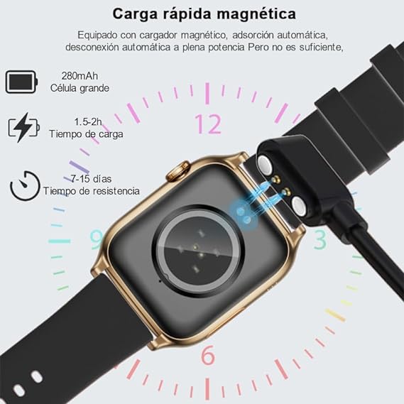 Smartwatch, 1.86‘Reloj Inteligente con Llamadas Bluetooth IP67 Impermeable Reloj Deportivo Pulsómetro Monitor de Oxígeno Sueño, Podómetro, DIY Esfera Reloj, Pulsera Actividad para Android iOS (Negro).