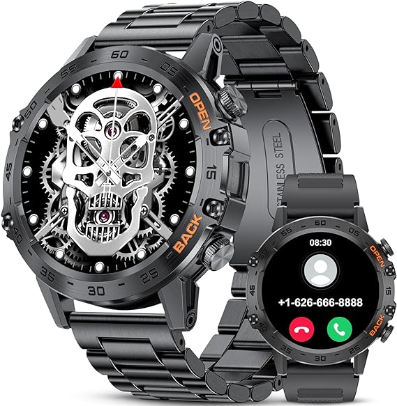 LIGE Reloj Inteligente Hombre,1.39" HD Smartwatch Hombre con Llamadas Bluetooth,Pulsómetro Monitor Sueñode, 100+Modos Deportes,Acero Inoxidable Deportivo Smart Watch para Android iOS Negro.