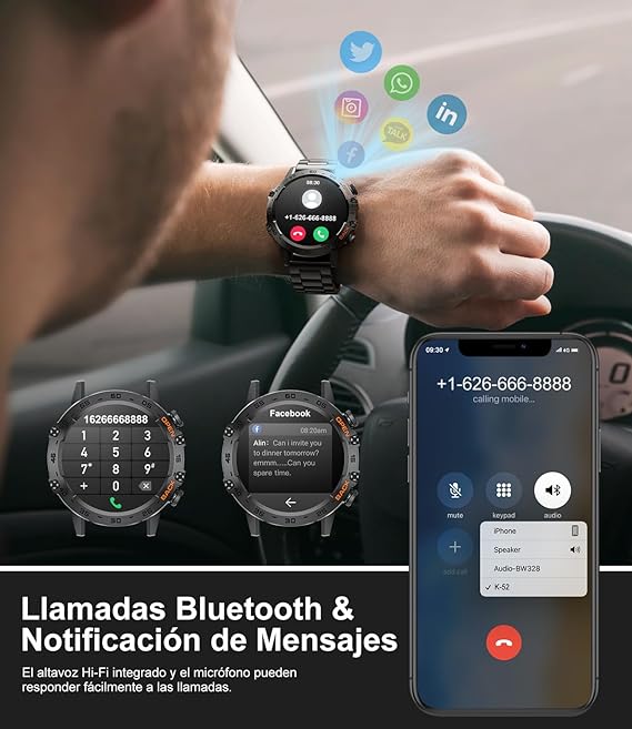 LIGE Reloj Inteligente Hombre,1.39" HD Smartwatch Hombre con Llamadas Bluetooth,Pulsómetro Monitor Sueñode, 100+Modos Deportes,Acero Inoxidable Deportivo Smart Watch para Android iOS Negro.