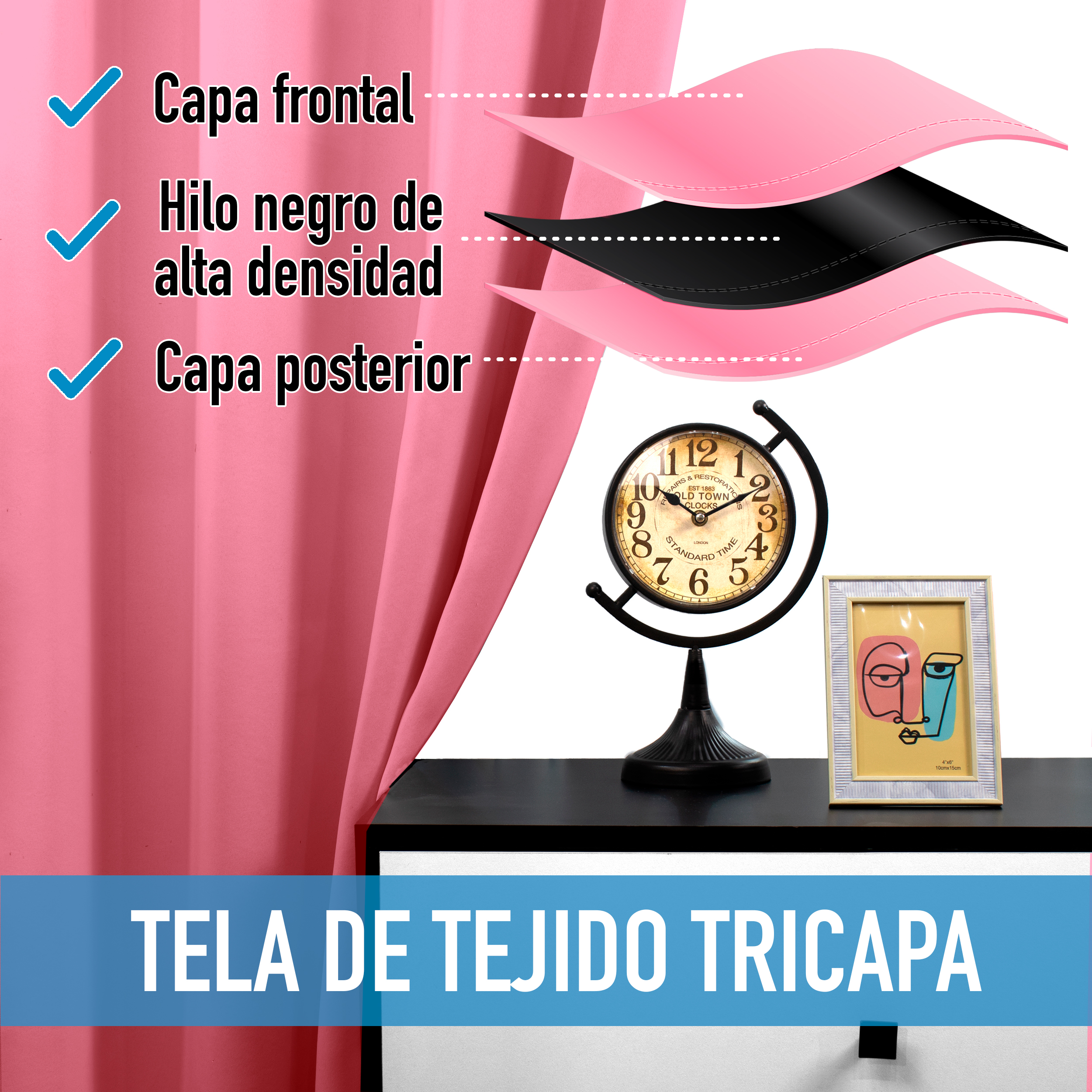 Cortinas Blackout Rosa Corta Térmico Lisa 95% Bloqueo Luz.