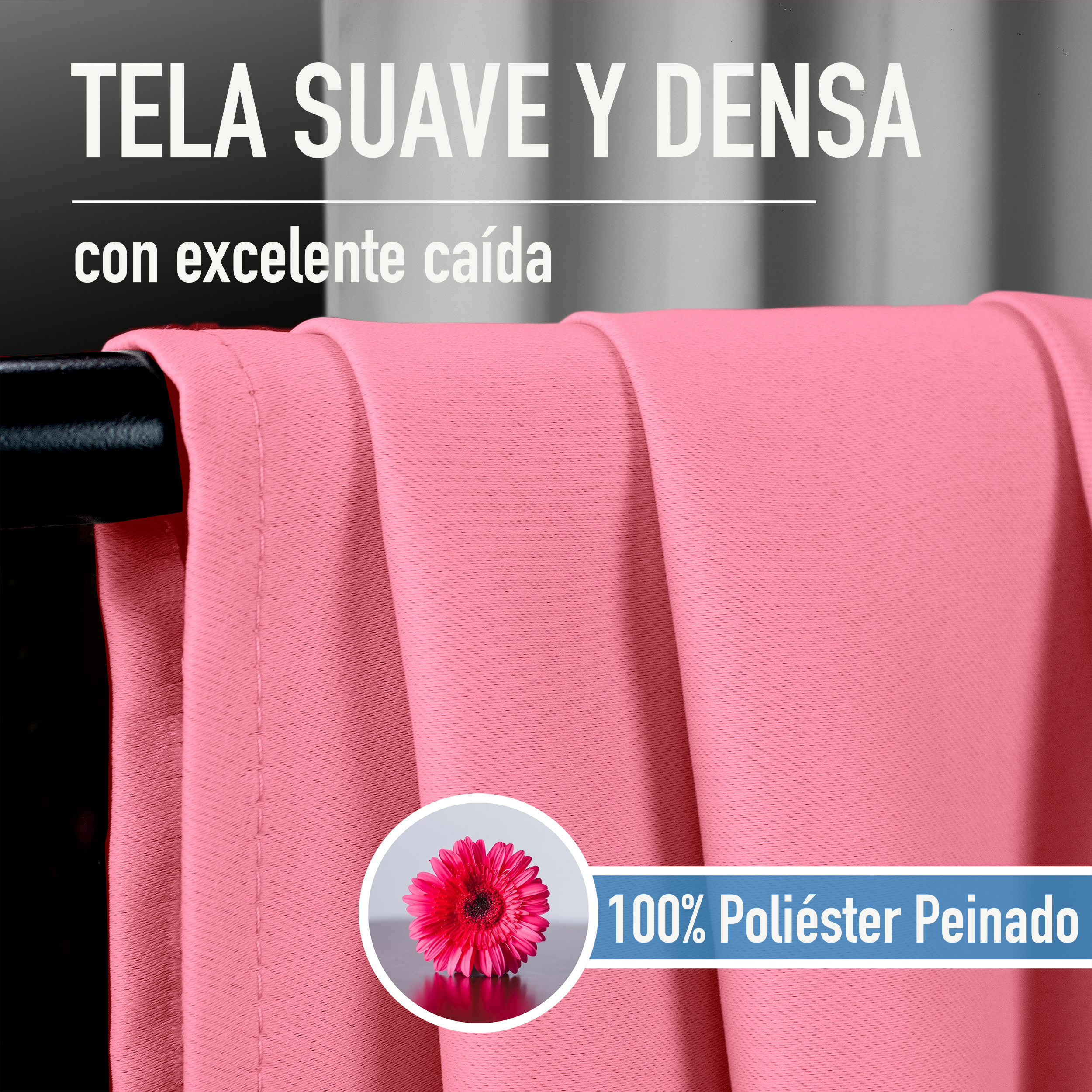 Cortinas Blackout Rosa Corta Térmico Lisa 95% Bloqueo Luz.