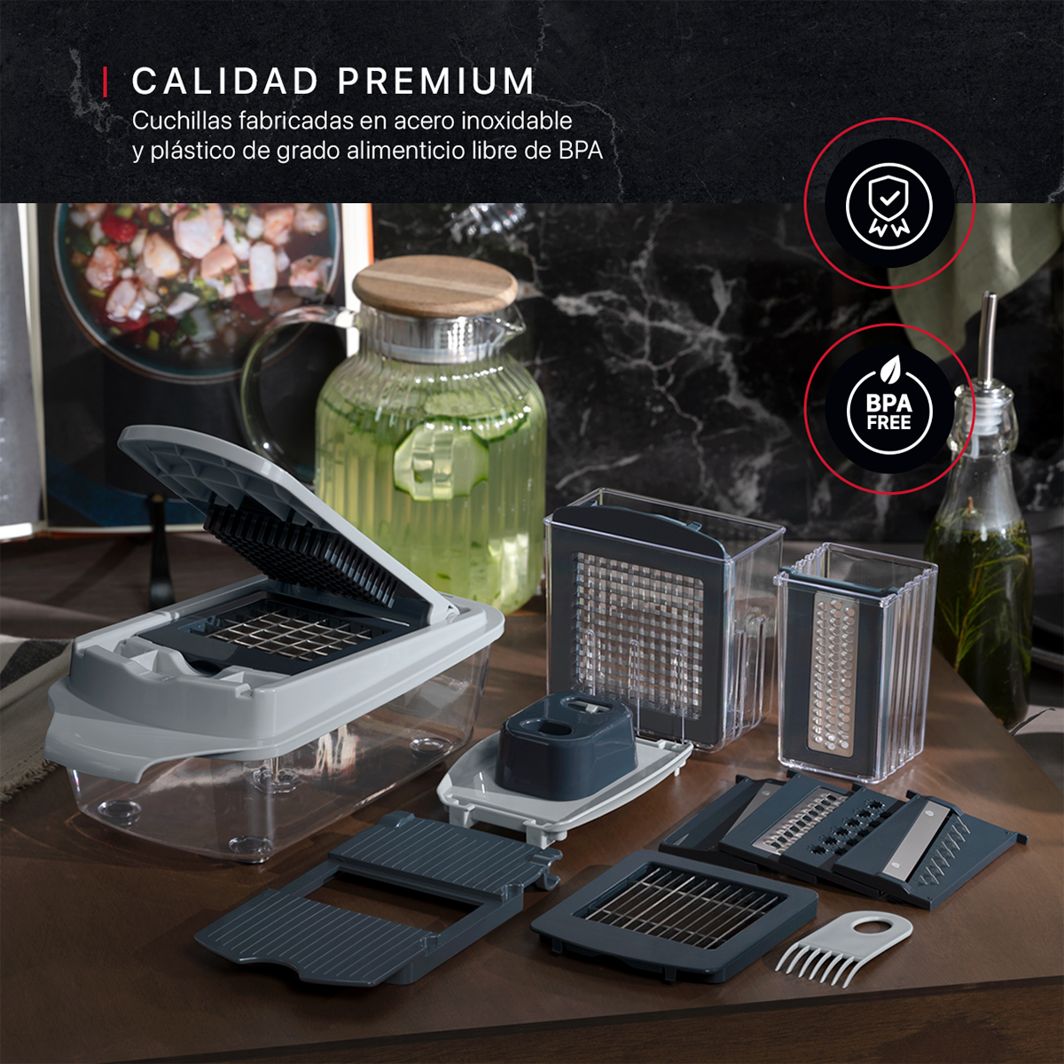 Rallador Cortador Rebanador Picador Para Verdura Fruta De Cookify.