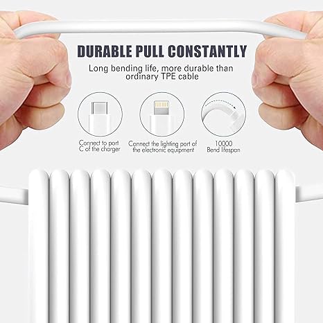 Cargador rápido para iPhone [certificado Apple MFi] Cable tipo C a Lightning de 1m, de 20 W compatible con iPhone 14/13/12//11/X y iPad.