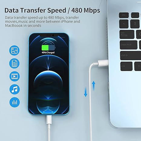 Cargador rápido para iPhone [certificado Apple MFi] Cable tipo C a Lightning de 1m, de 20 W compatible con iPhone 14/13/12//11/X y iPad.