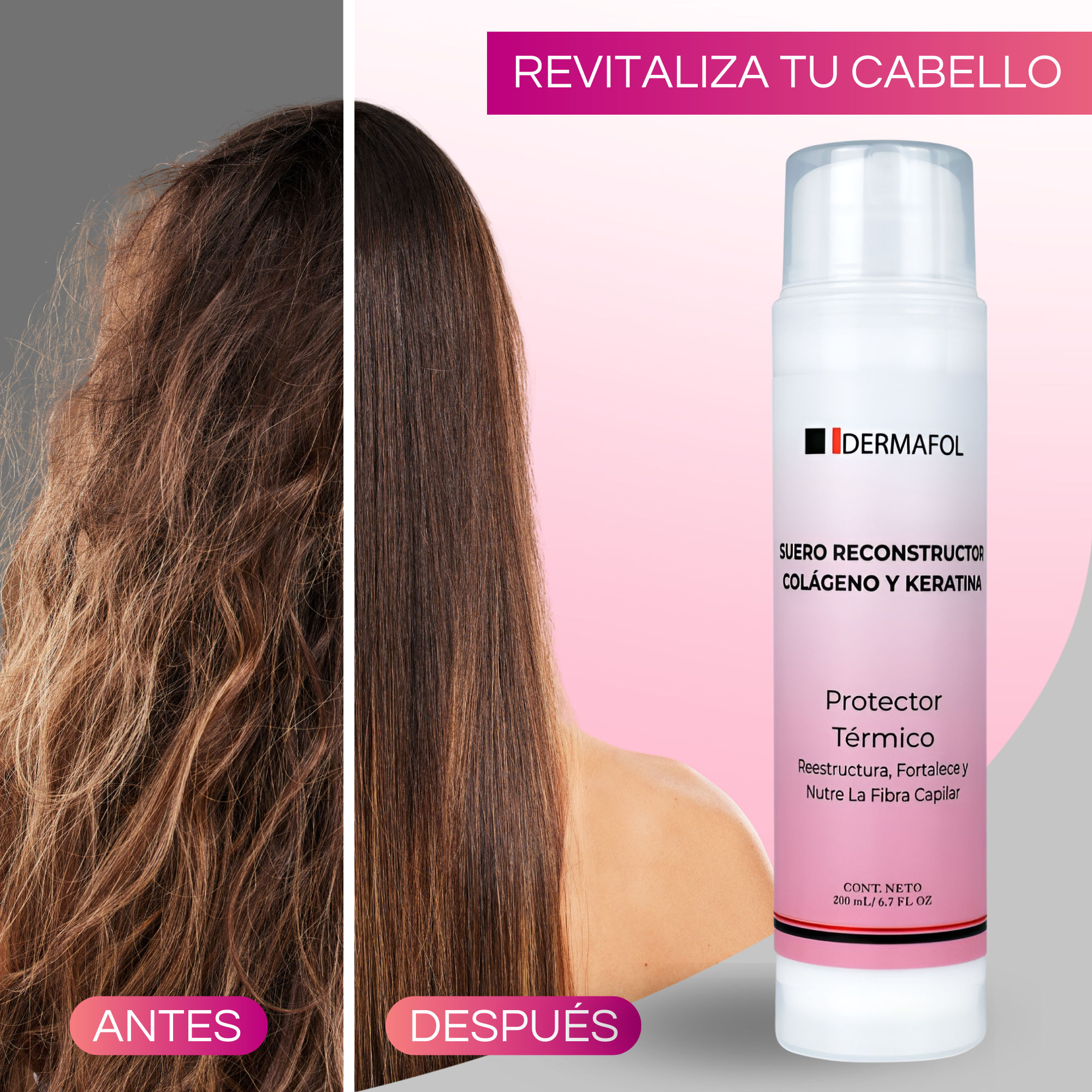 Keratina Colágeno Para Cabello Dermafol Tratamiento Capilar.