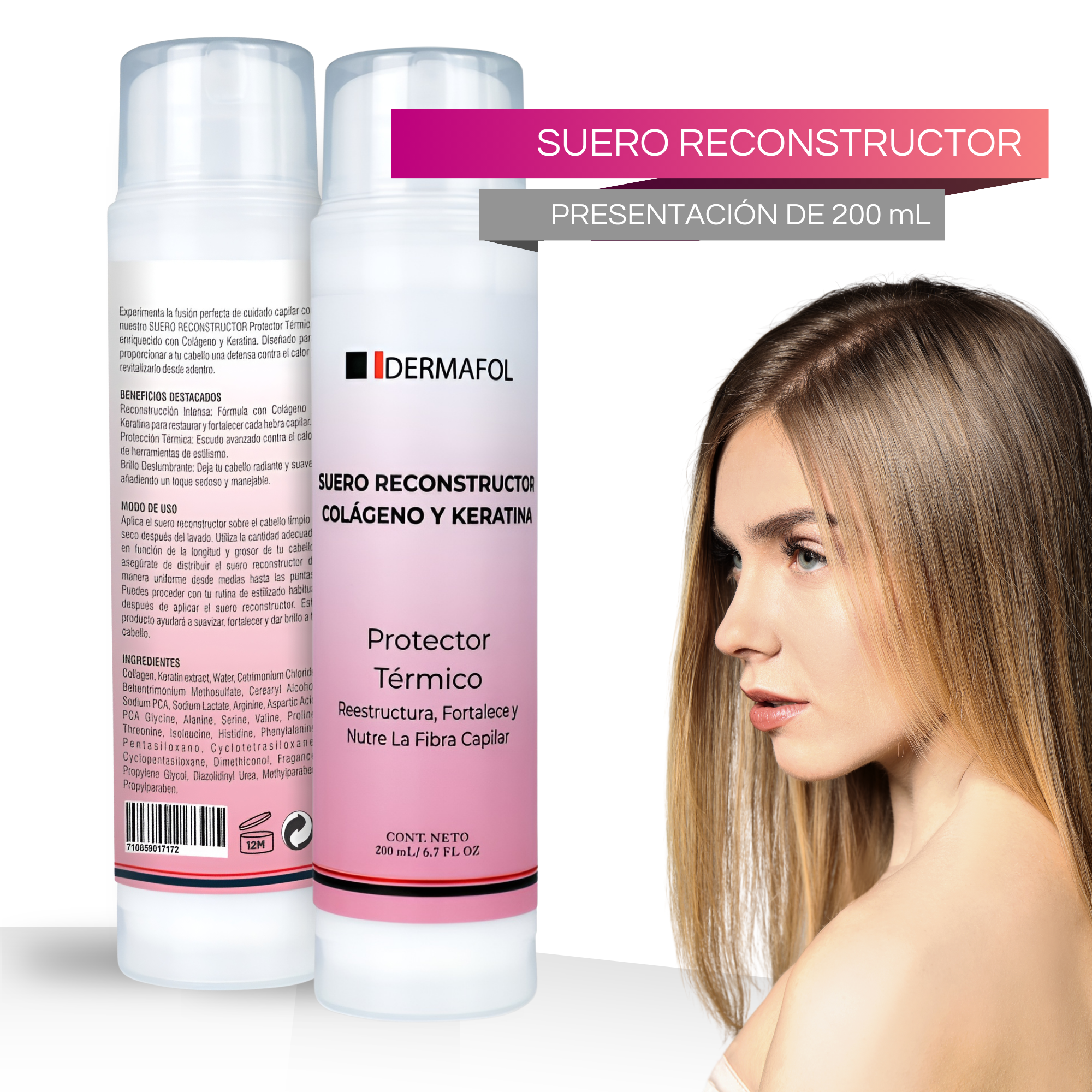 Keratina Colágeno Para Cabello Dermafol Tratamiento Capilar.