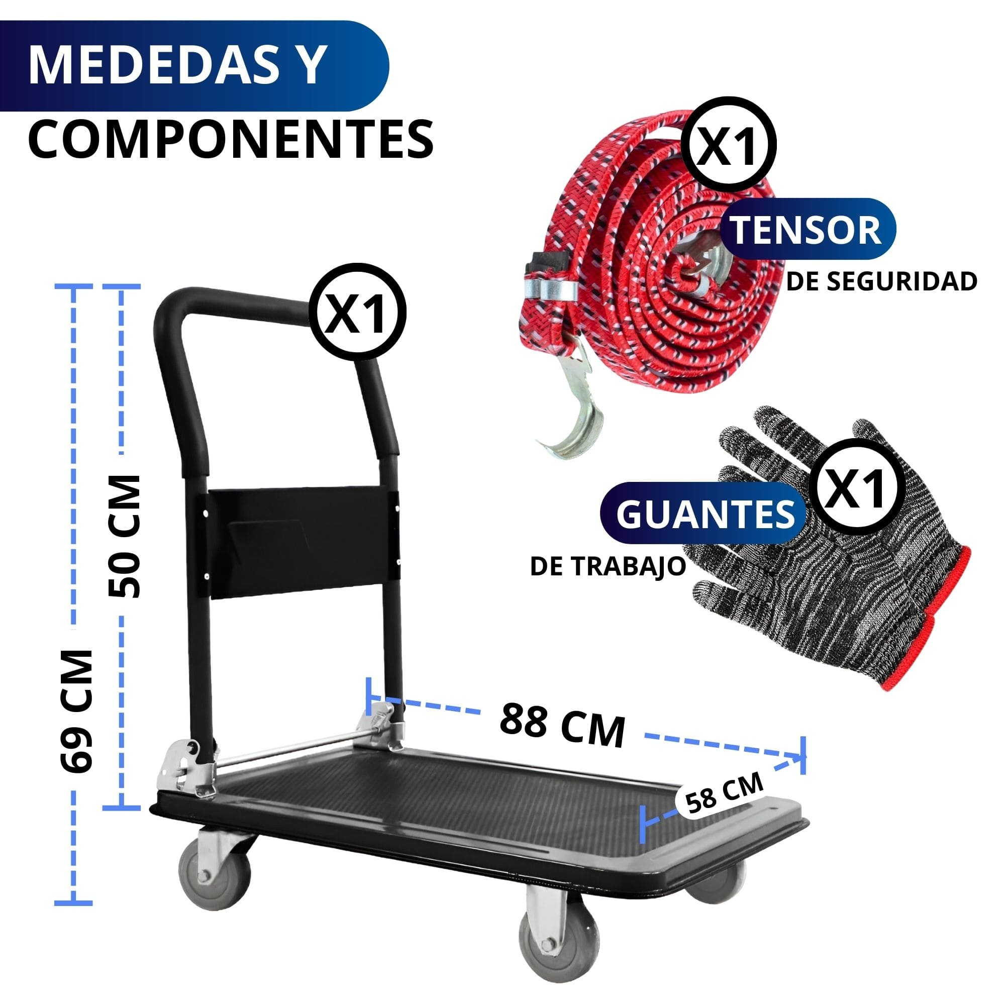Carro De Carga Plegable Ecomlab Plataforma Diablito Patín.