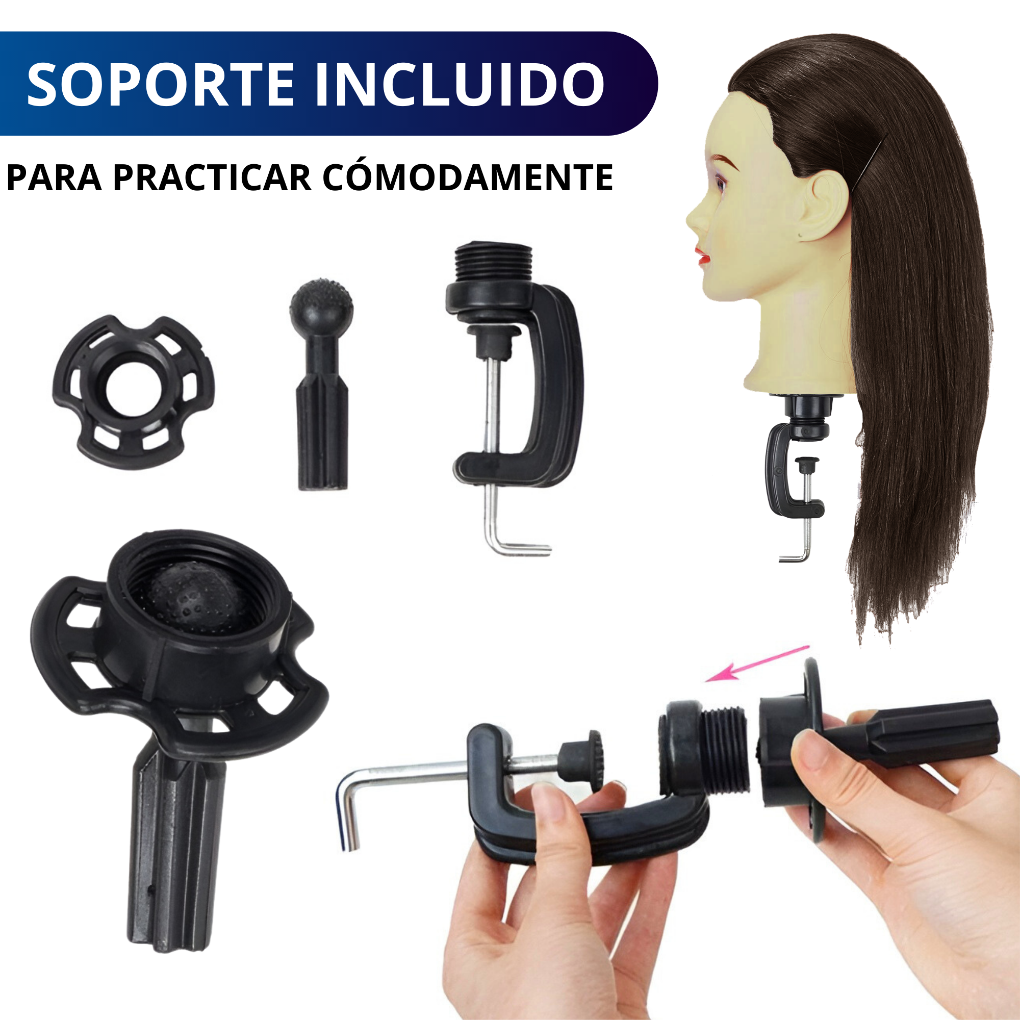 Cabeza Para Peinar Cabezote Ecomlab Cabello Natural 75%.