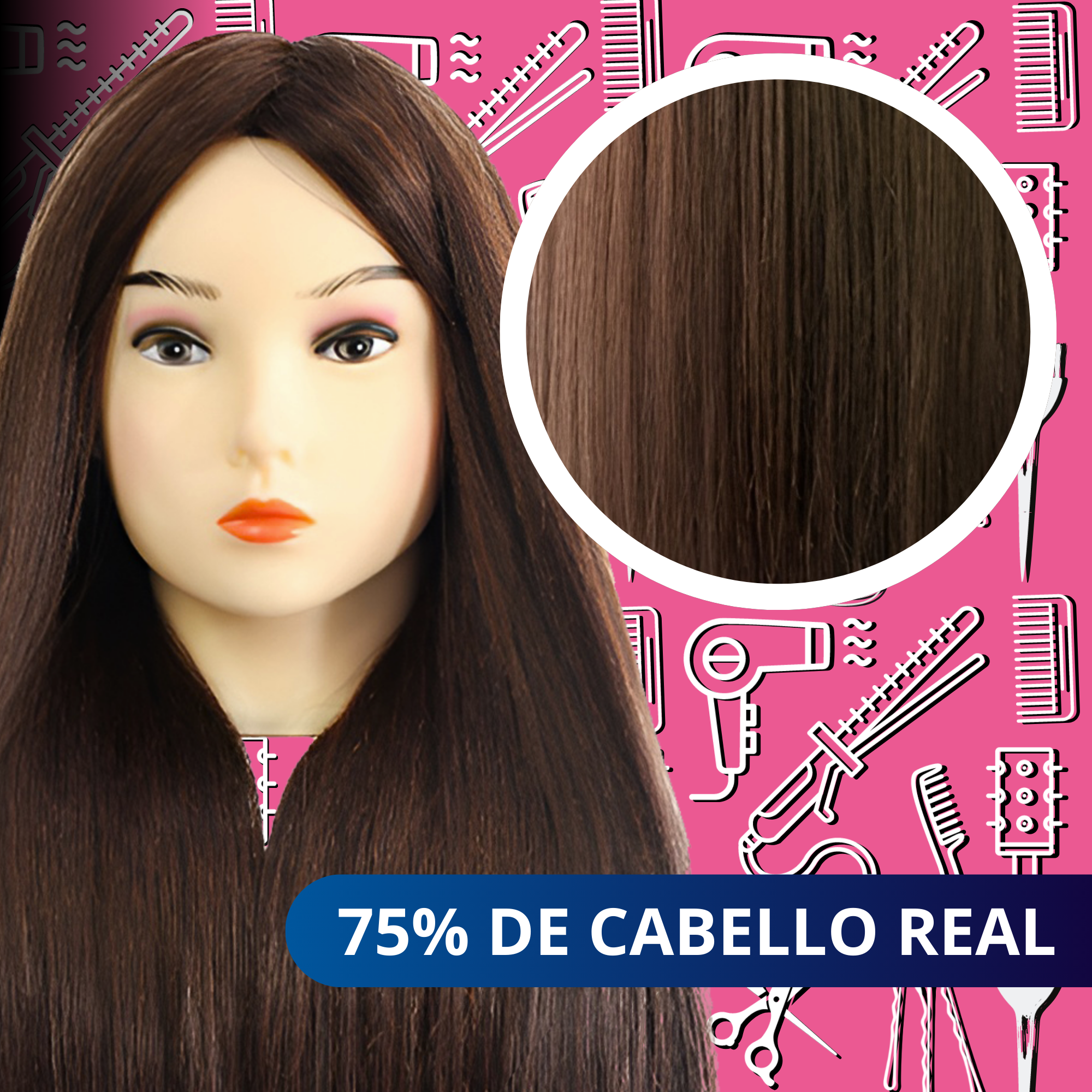 Cabeza Para Peinar Cabezote Ecomlab Cabello Natural 75%.