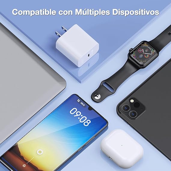 1 Hora Cargador Tipo C, 2 Pack PD 20W Carga Rápida con Cable USB C a C 1M 3A Compatible para IP 15 Samsung Galaxy S21 Ultra/Note10/S20 Ultra/S10/S9/S8 /Motorola.