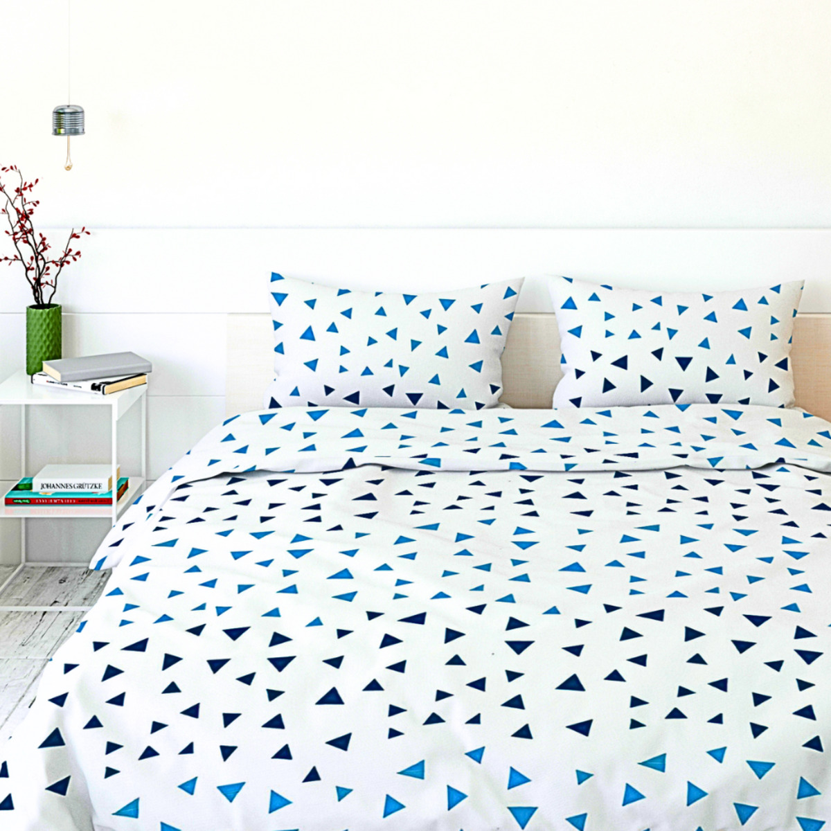 Juego de Sábanas de Microfibra Koala Estampada  -King Size -Pirámide Azul.
