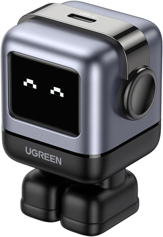 UGREEN Nexode 30W Cargador Tipo C Carga Rápida, GaNRobot Cargador USB C Pantalla de Carga Inteligente para iPhone 15/14 Pro, Cargador iPhone Carga Rápida Compatible con Galaxy S24/S23, iPad Pro, Negro.