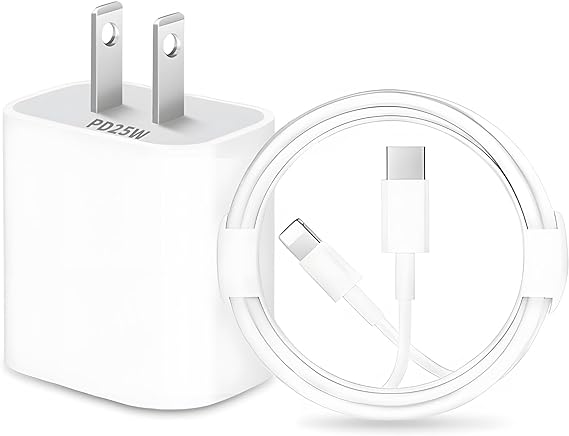 RENDIN 25W Cargador Carga Rápida para iPhone - Cargador Tipo C con 1.5M Cable Compatible con iPhone 14/13/12/11/X/iPad.