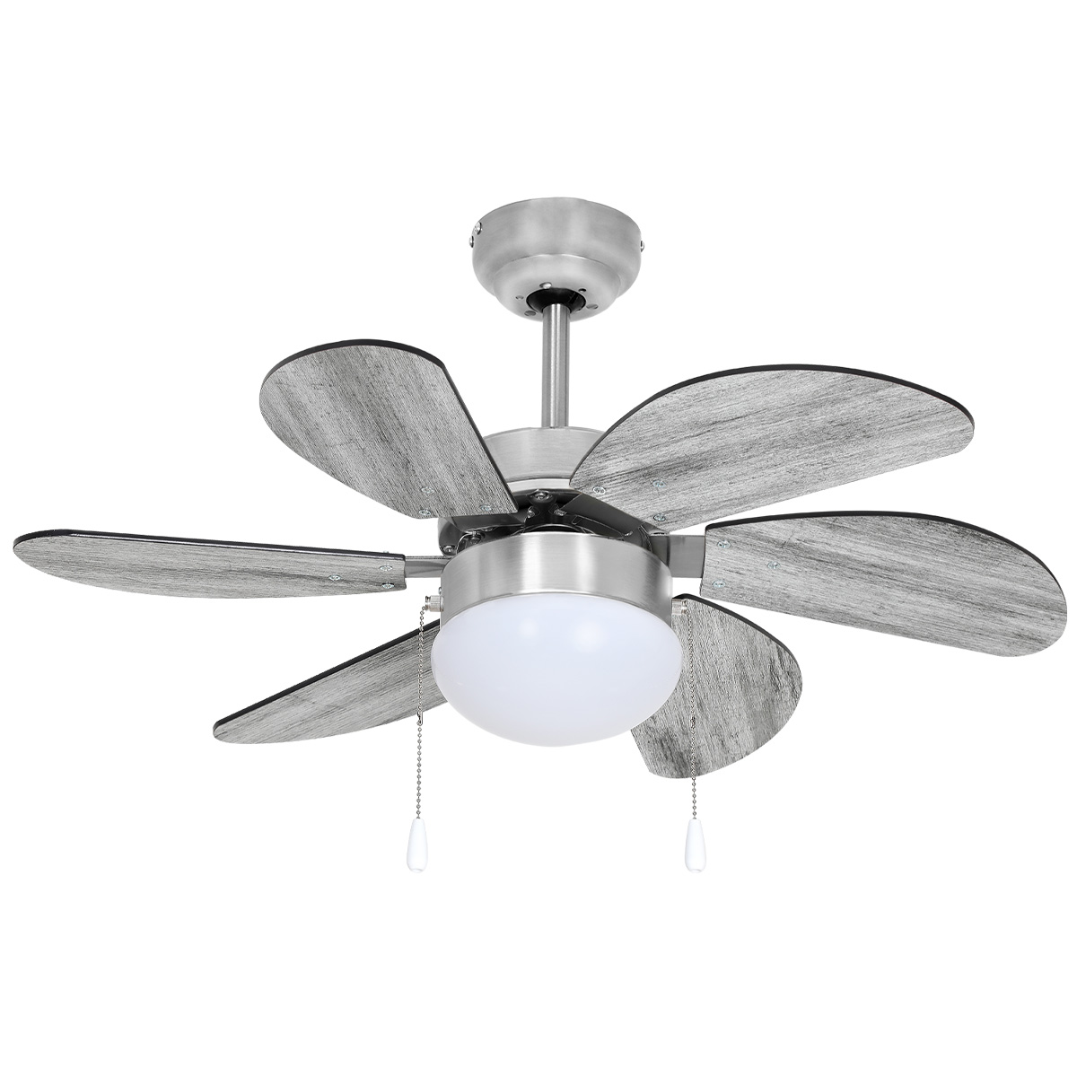 Ventilador de techo moderno de 30 pulgadas 78cm 6 aspas acabado tipo madera Mina gris Beckon.