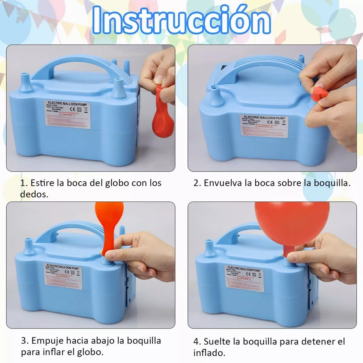 Bomba De Globo Inflador Eléctrico Con Doble Inflador Válvula.