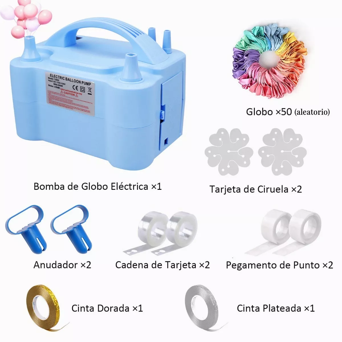 Bomba De Globo Inflador Eléctrico Con Doble Inflador Válvula.