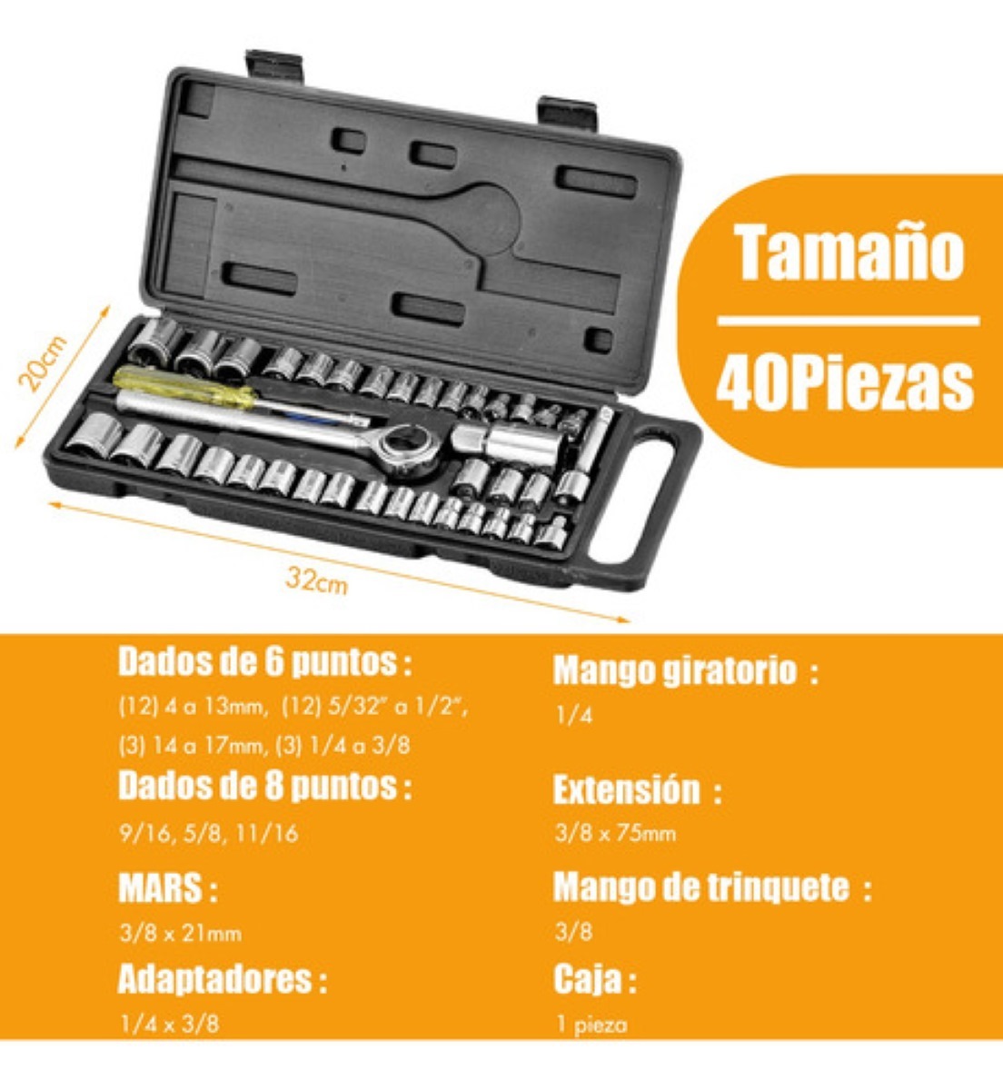 Juego De Dados Con Matraca 40 Piezas