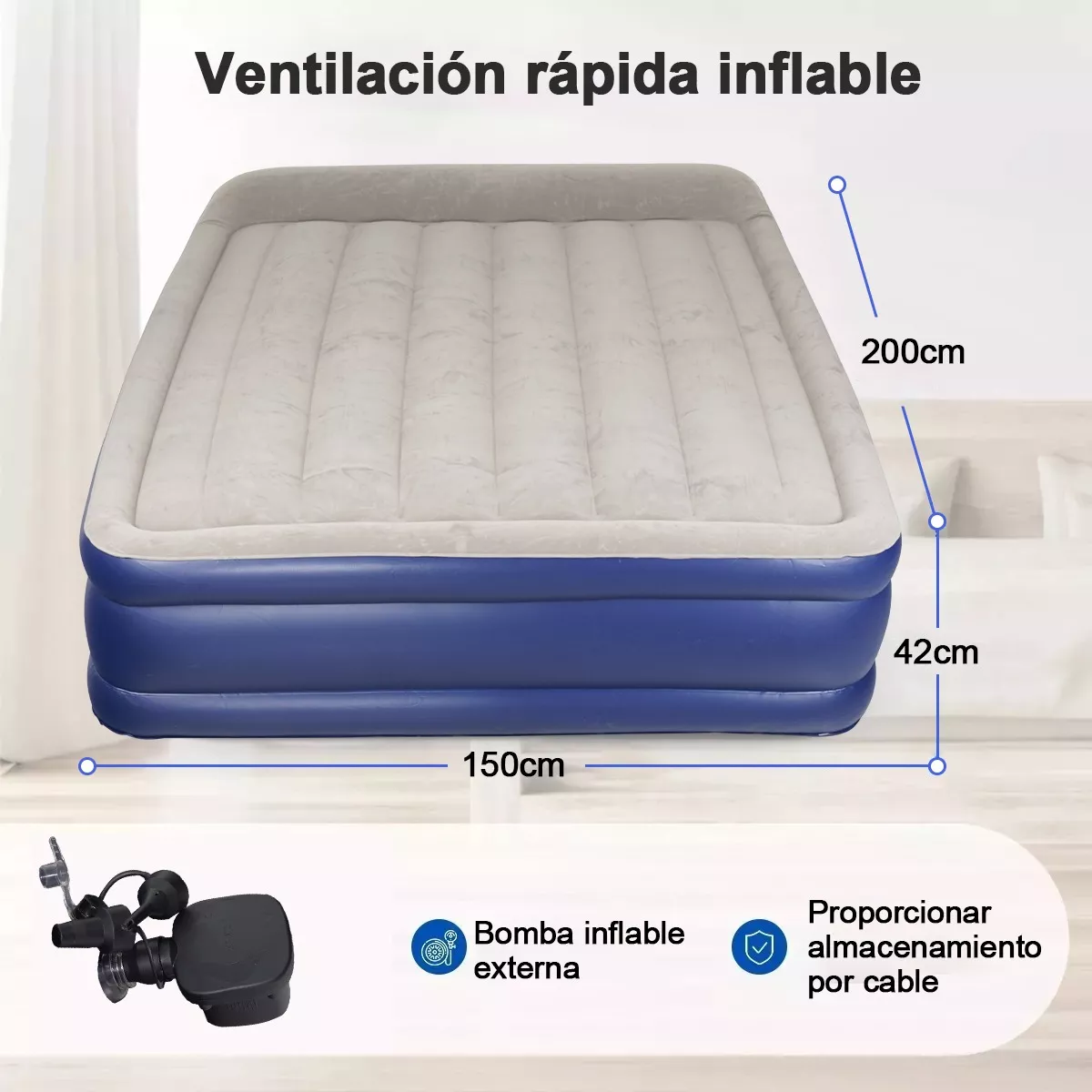 Colchón Inflable Queen Con Bomba Eléctrica.