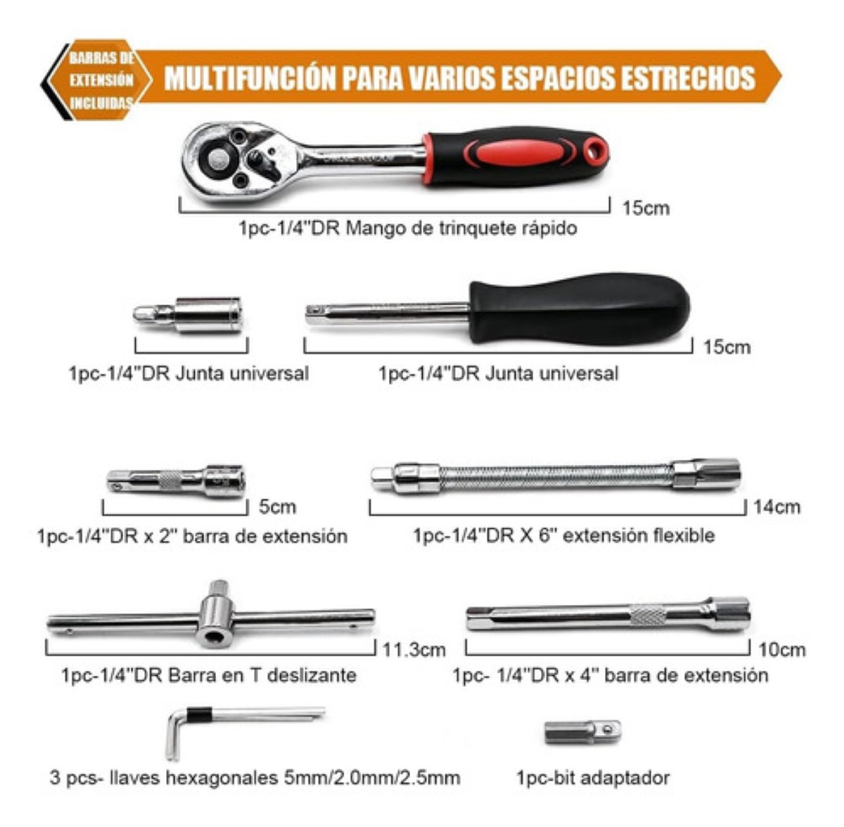 Kit De Herramientas Mecanica 46 Pz Con Desarmador Y Matraca