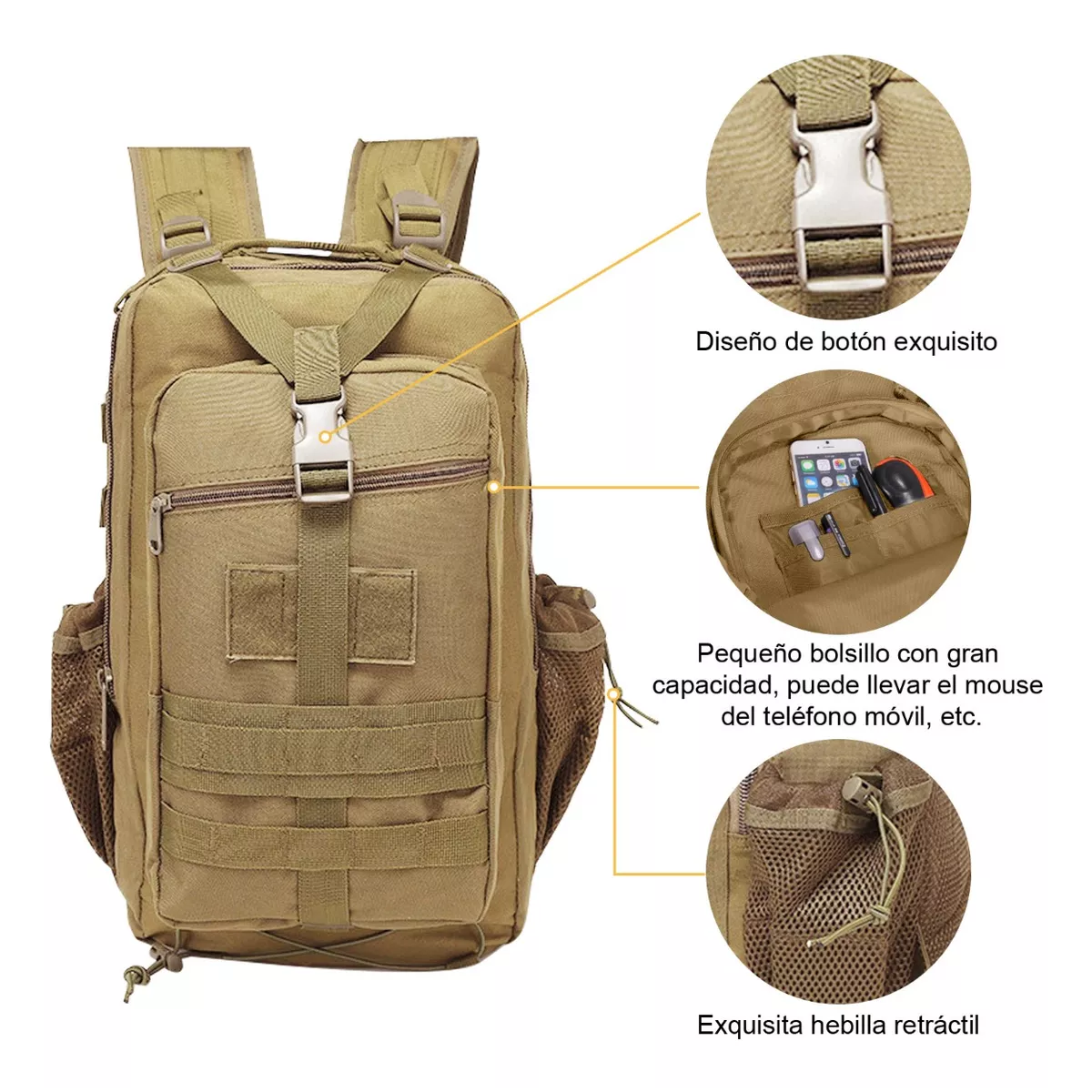 Mochila Táctica Militar De Cámping Exterior Impermeable 45l Caqui.