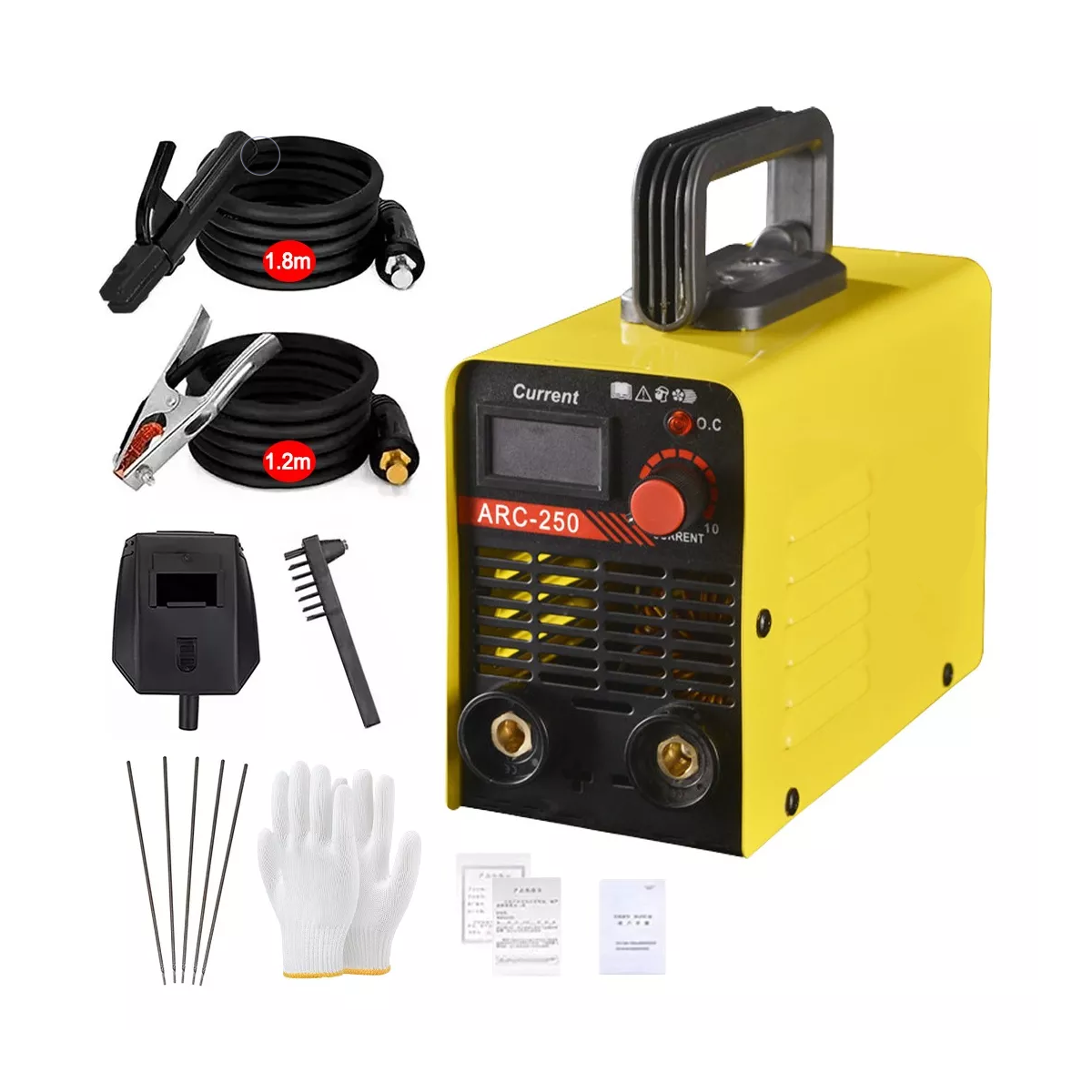 Kit Máquina Soldadora Estable 110v 250a+careta Amarillo.