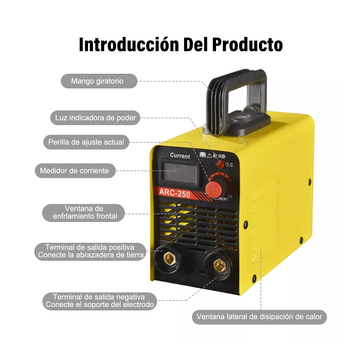 Kit Máquina Soldadora Estable 110v 250a+careta Amarillo.