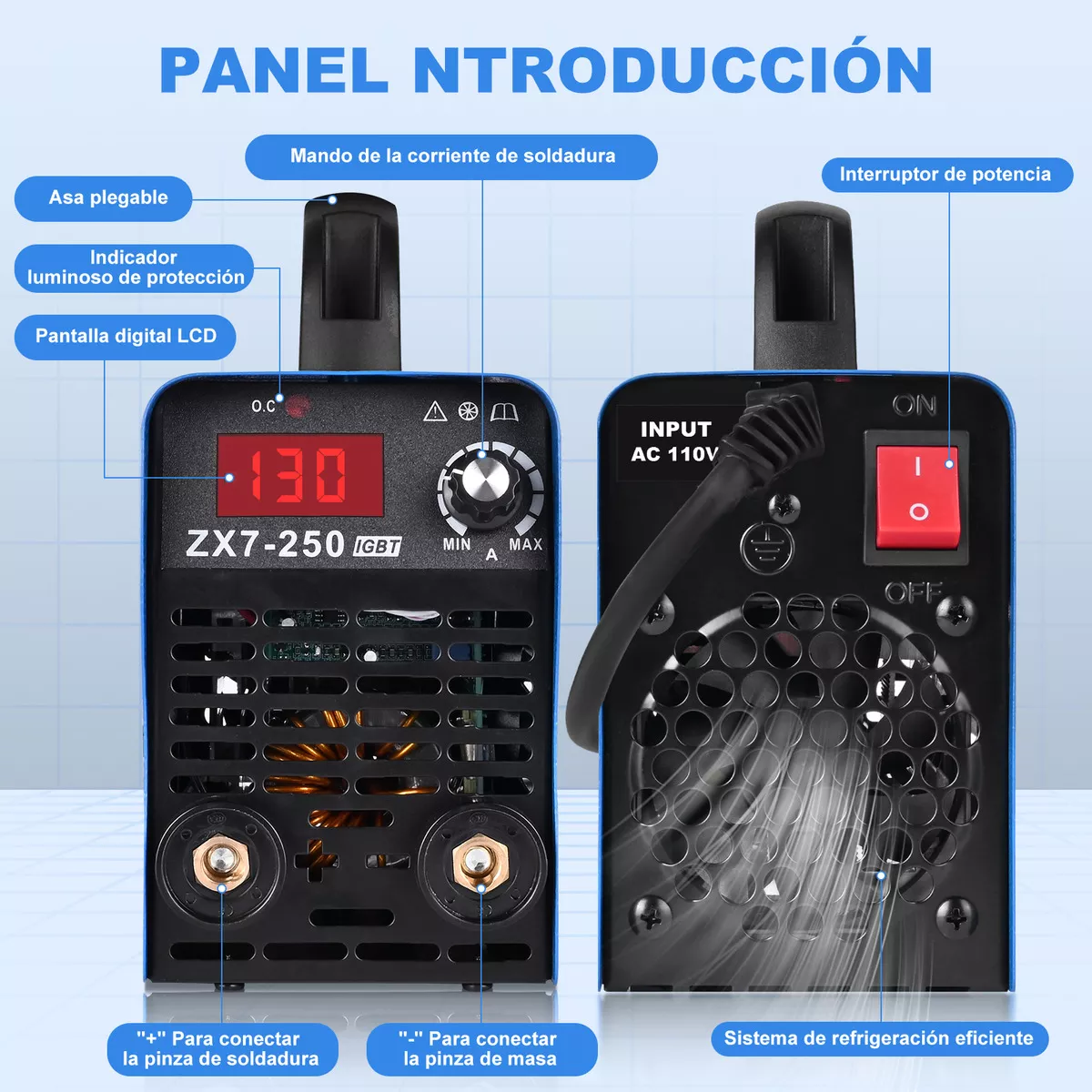 Soldadora inverter DHJ-110 azul y negra 50/60Hz 110V.