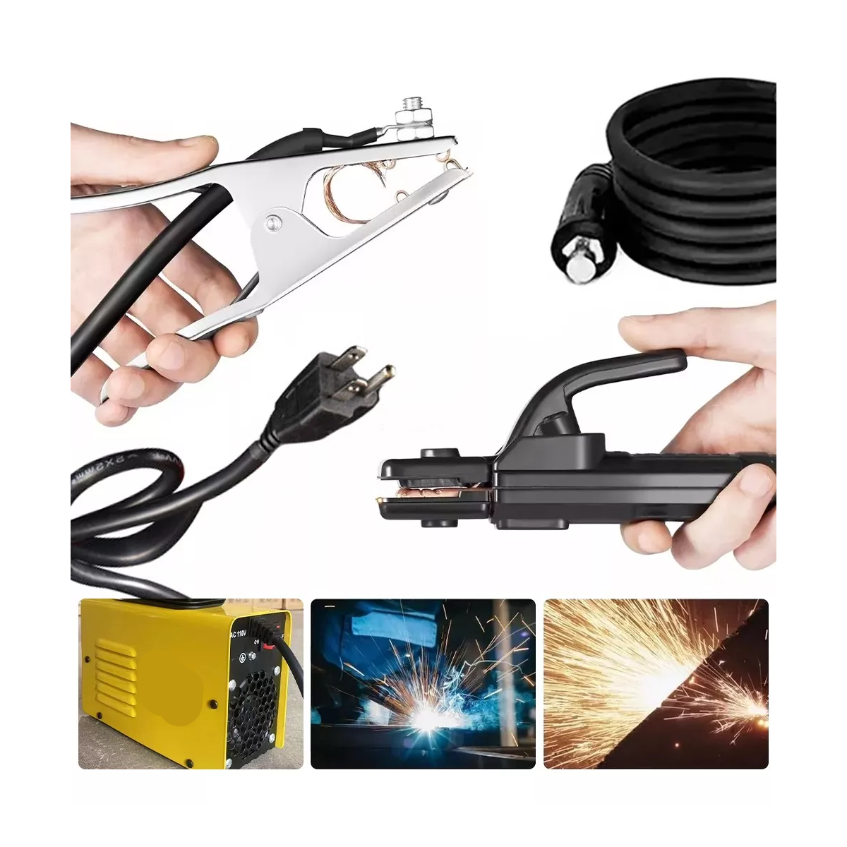 Kit Máquina Soldadora Estable 110v 250a+careta Amarillo.