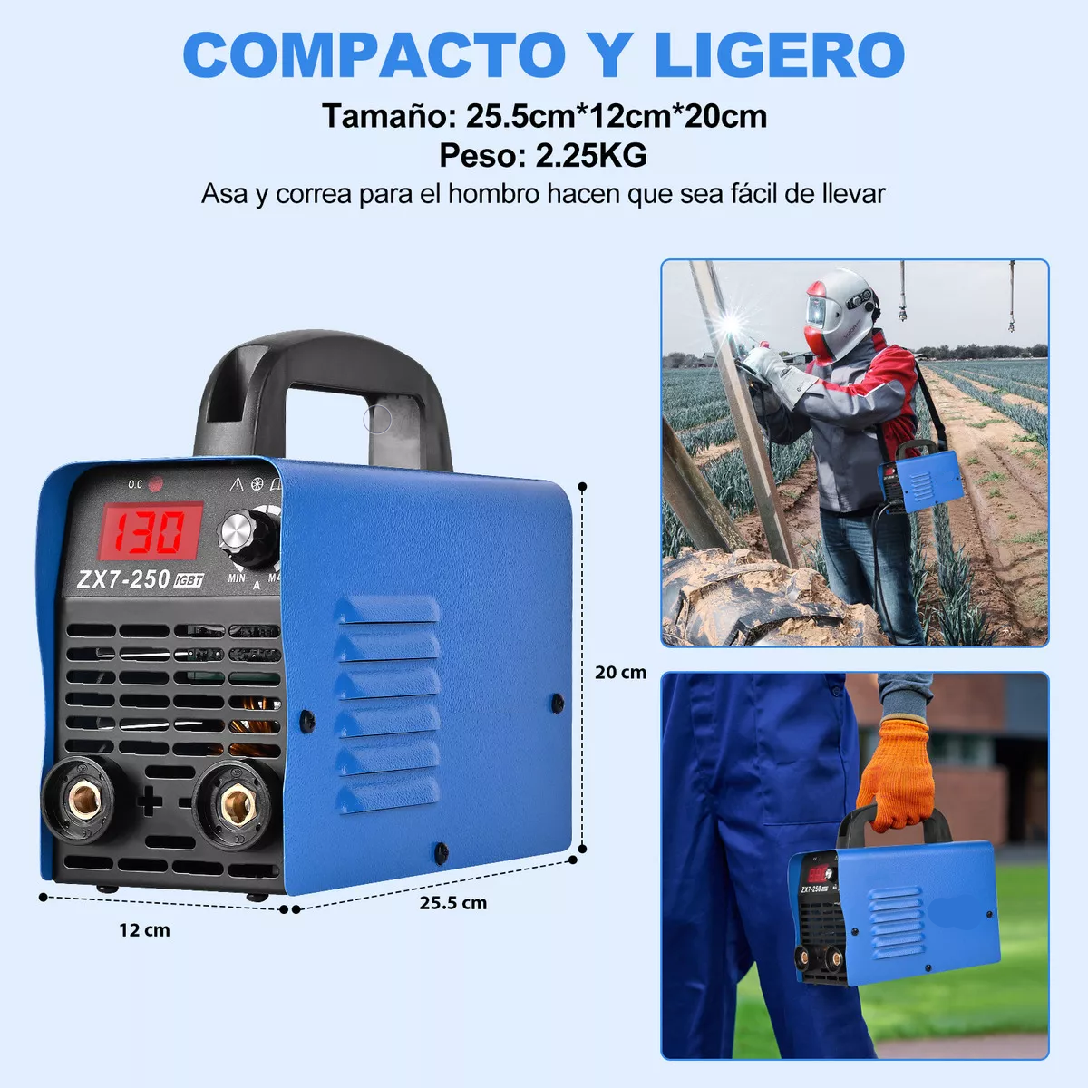 Soldadora inverter DHJ-110 azul y negra 50/60Hz 110V.