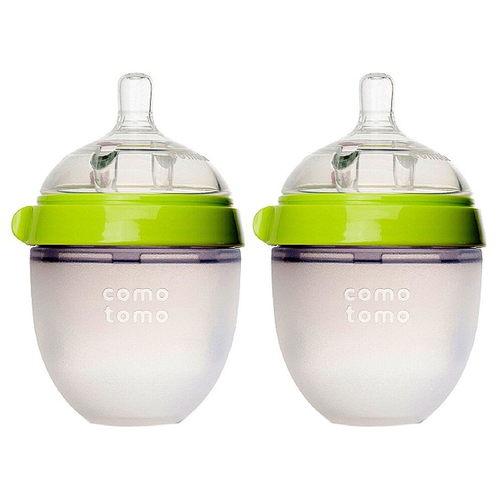 Biberón Comotomo Tacto Natural Flujo Lento 0-3 Meses 150 Ml 2 Piezas Verde.