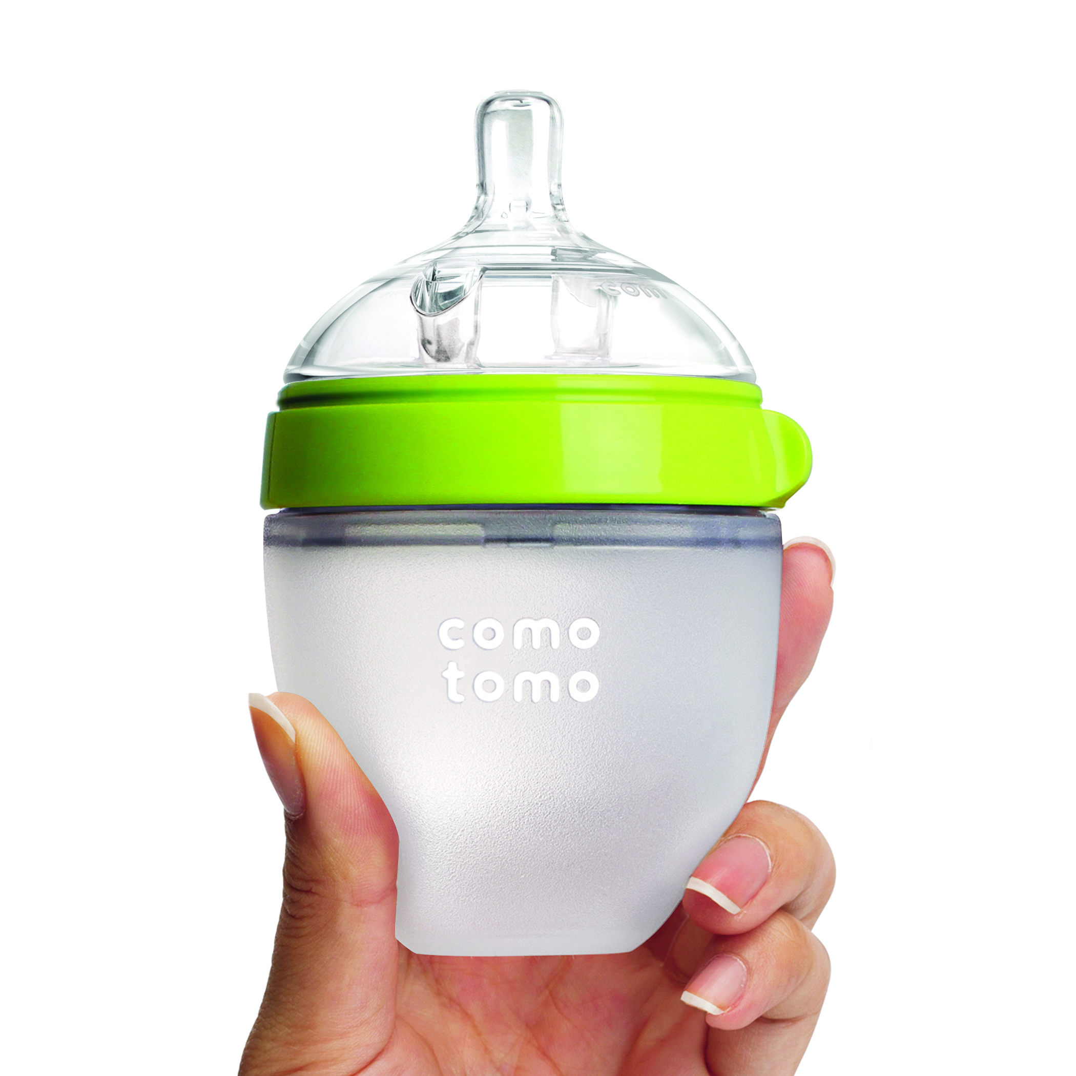 Biberón Comotomo Tacto Natural Flujo Lento 0-3 Meses 150 Ml 2 Piezas Verde.