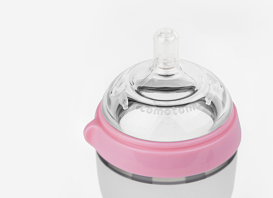 Biberón Comotomo Tacto Natural Flujo Lento 0-3 Meses 150 Ml 2 Piezas Rosa.