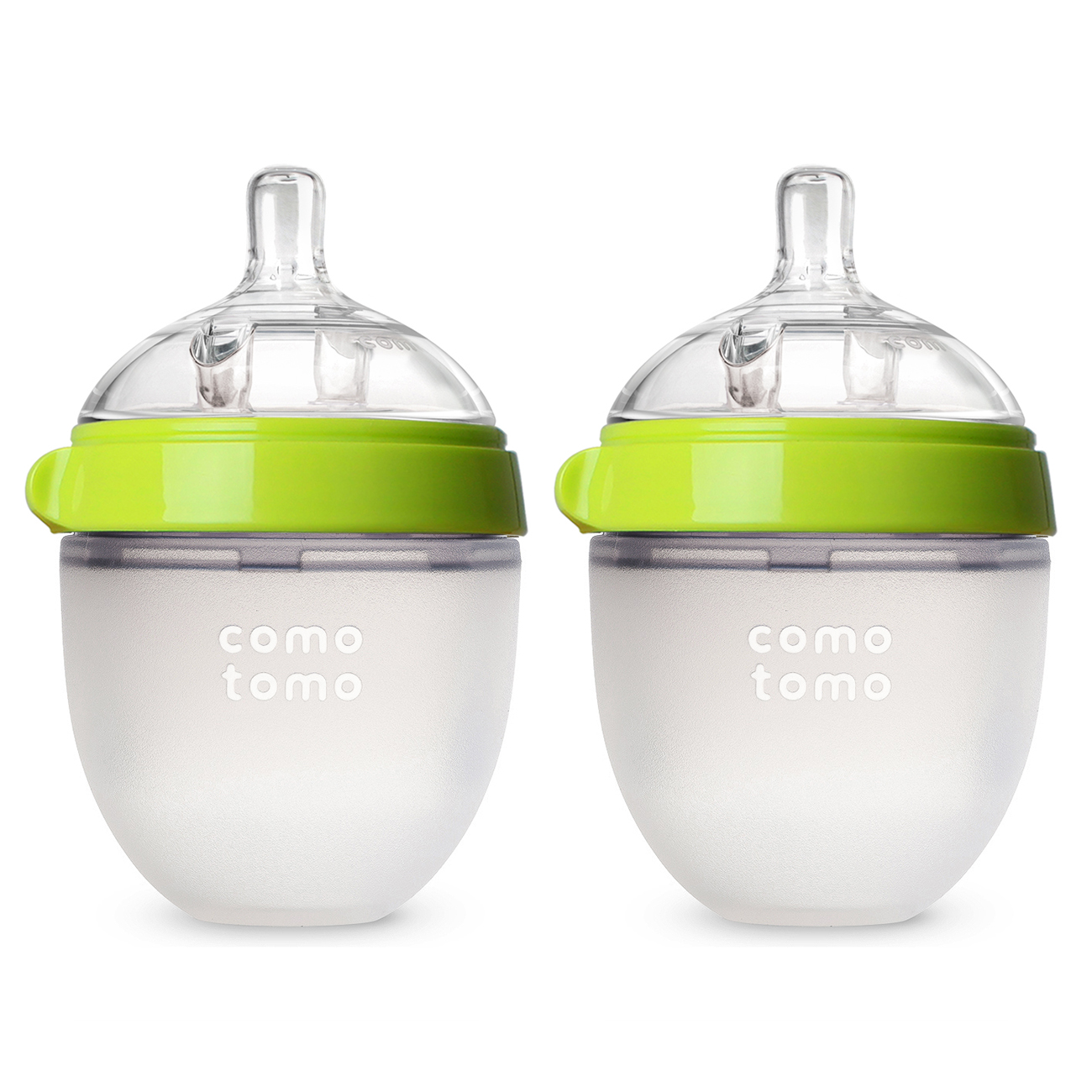 Biberón Comotomo Tacto Natural Flujo Lento 0-3 Meses 150 Ml 2 Piezas Verde.