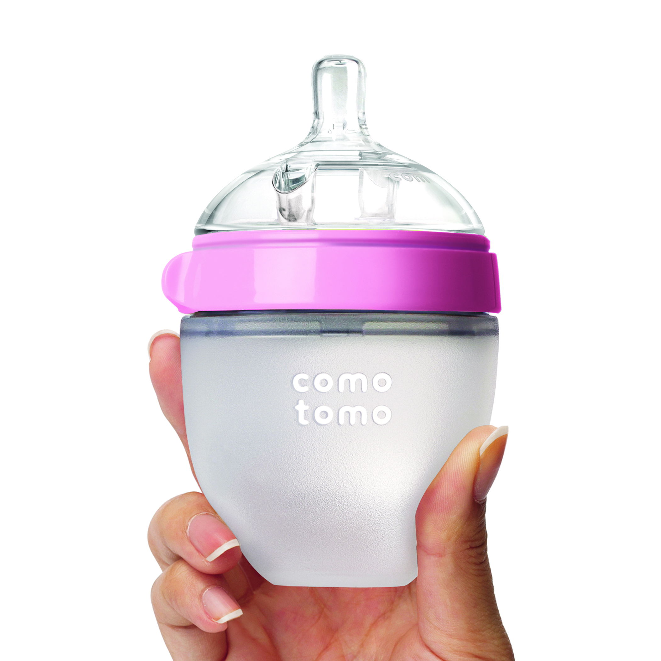 Biberón Comotomo Tacto Natural Flujo Lento 0-3 Meses 150 Ml 2 Piezas Rosa.